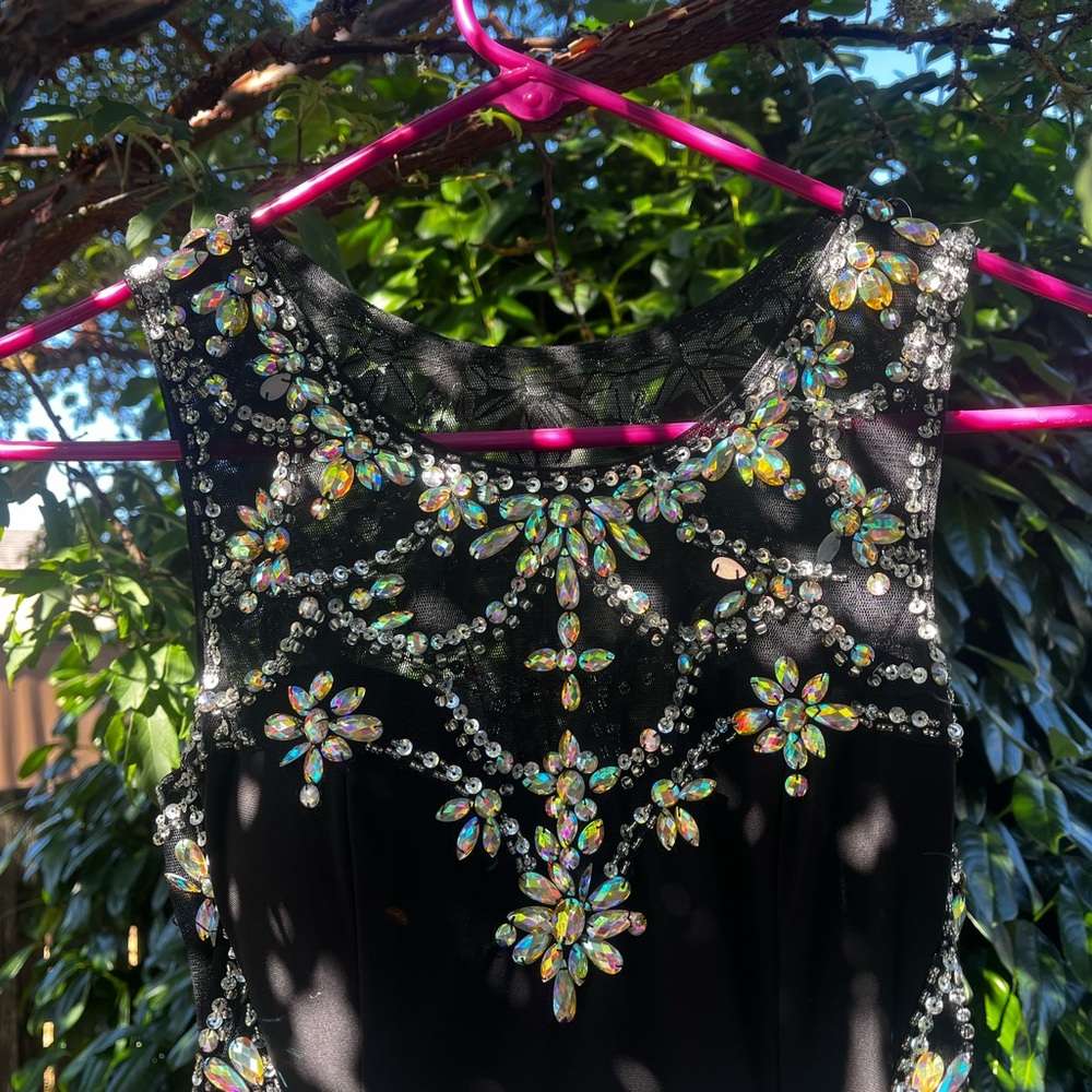 Betsy & Adam Black Dress with Iridescent Accents